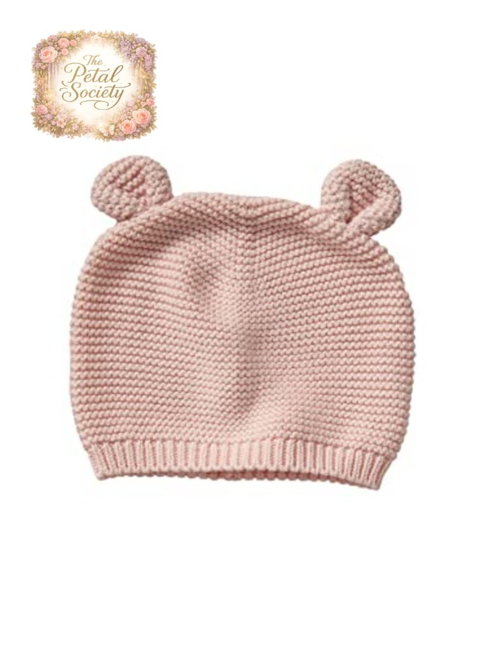 Unisex Baby Garter Knit Beanie with Bear Ears